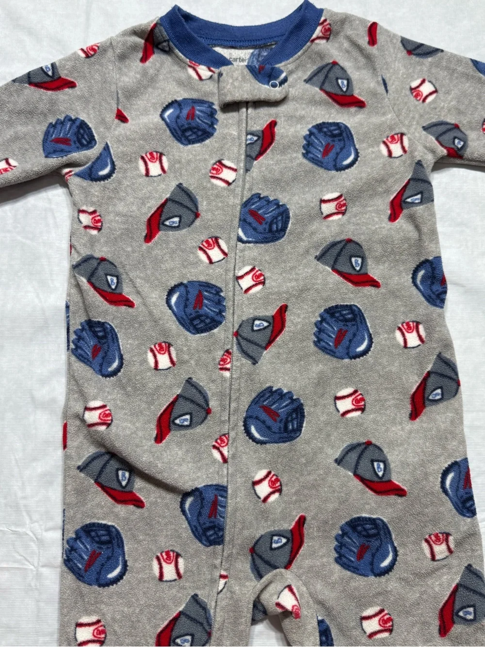 Carter's Gray Baseball Print Footie Pajamas Size 18 Months